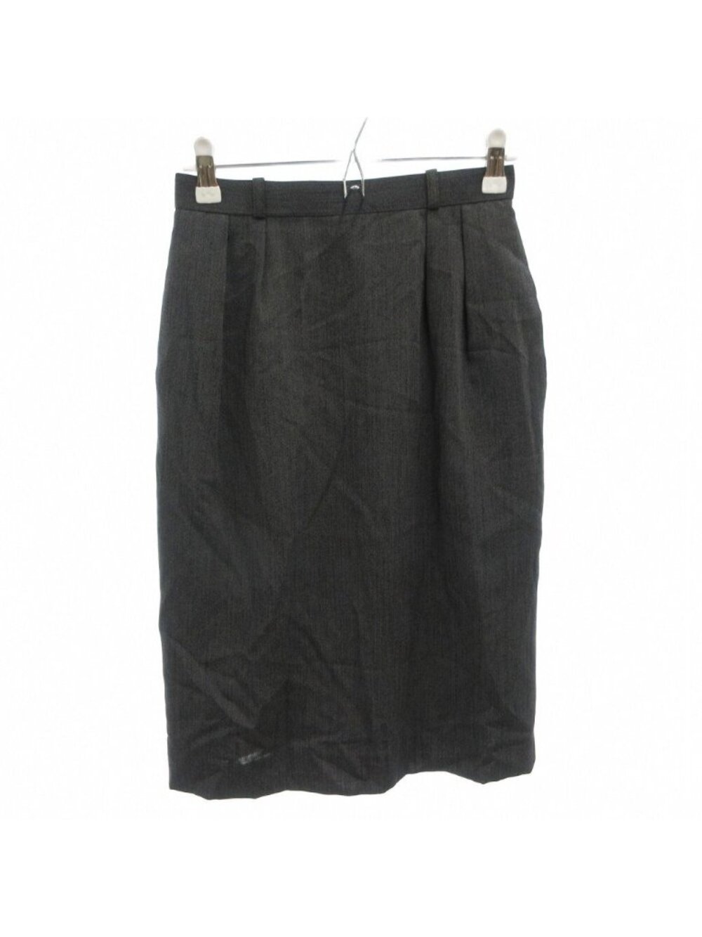 Dior Vintage Pencil Skirt Wool Two Tuck Gray Midi Length TL M